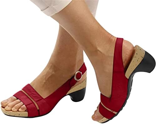 Sandálias GUFESF PARA MULHERES VERDADEIRAS, MULHERES Sandálias elegantes de cunha confortáveis ​​do pé aberto sandálias de salto baixo