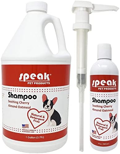 Fale produtos para animais de estimação Shampoo de cachorro de aveia de cerejeira calmante natural com bomba, 1 galão e garrafa