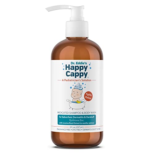 Happy Cappy Dr. Eddie O xampu medicamentoso para crianças, trata a caspa e a dermatite seborréica, sem fragrância,