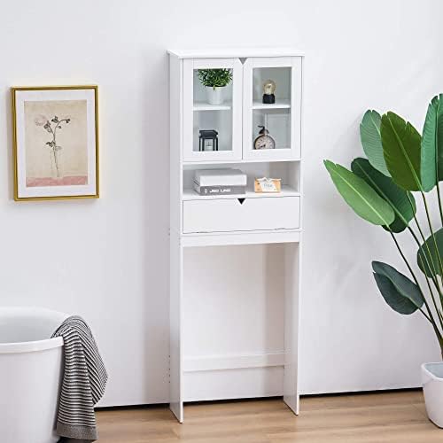 IVINTA sobre o armário de armazenamento do banheiro do banheiro com prateleira ajustável, madeira que economiza espaço sobre o banheiro,