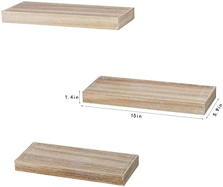 Prateleiras flutuantes de Ahdecor, conjunto de 3 prateleiras de borda de madeira rústica para quarto, escritório, cozinha,