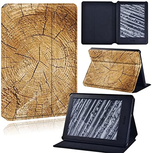 Caixa de madeira do padrão de grãos de madeira para Kindle Paperwhite 5 Kindle Paperwhite11 Kindle2021 Caso de tablet em couro,