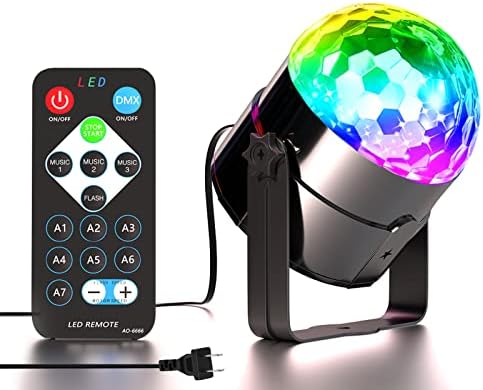 Disco Ball Light, Luzes de Disco Luzes de festa, 7 cores LED Efeito Projector Luz com controle remoto Sound Som Stop Stab