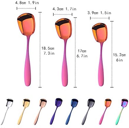 Colheres de colher de arco-íris de aço inoxidável de aço inoxidável espessura de sopa colorida colorida colheres de colheres de