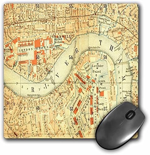3drose LLC 8 x 8 x 0,25 polegadas Mouse pad, mapa antigo do rio Tamisa e Londres