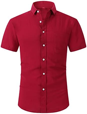 Camisa de vestido de linho de algodão Cambkatl para homens de verão casual manga de manga curta camisetas de ajuste