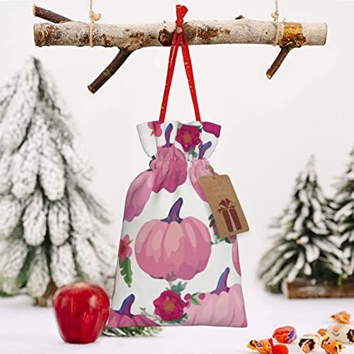 Sacos de presente de traços de natal Pink-Pumpkins-Thanksgiving apresenta sacos de embrulho de sacos de embrulho de presentes