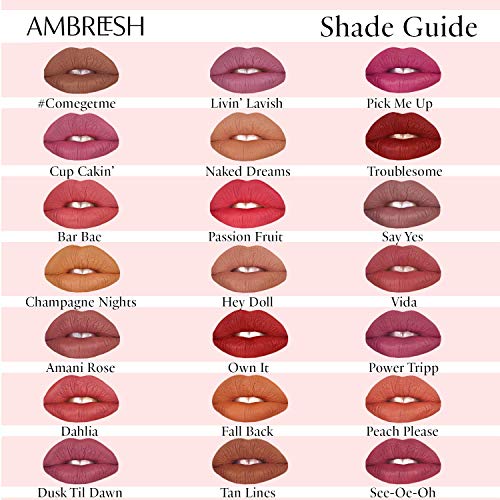 Ambreesh Lipstick - Batom fosco de longa duração e brilho labial vegano - eu rosa, estou apaixonado pelo pacote