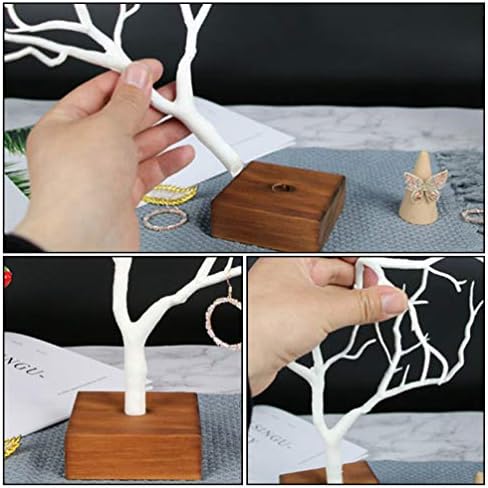 Besportble Ornament Holder Display Stand Jewelry Display Tree Stand com base de madeira Organizador de jóias pendurado