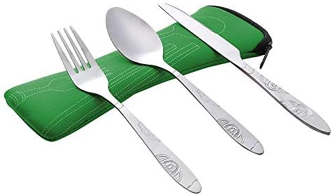 Dinnerware Aço talheres de aço inoxidável 3pcs Spoon Fork Viagem Camping Tableware Kitchen ， Dining Bar Gentil para mesas