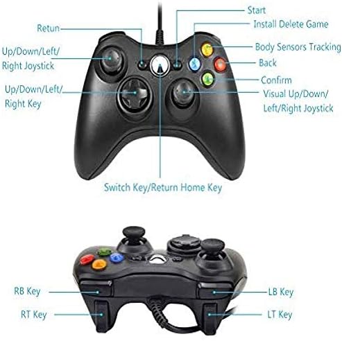 Panqq gamepad para Xbox 360 Controlador com fio para Xbox 360 Controle Wired Joystick para Xbox360 Controlador de jogo gamepad joypad adulto infantil presente de brinquedo