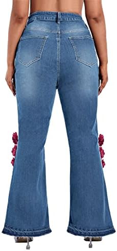 Jeans de jeans de jeans altos da cintura jeans de jeans de tamanho grande com bolsos calças elásticas de bolso calça jeans femininas