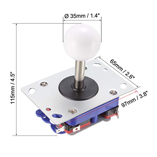 Uxcell Joystick Control Stick Rocker Switch 4/8 Way Ajustável Bola branca Handdin