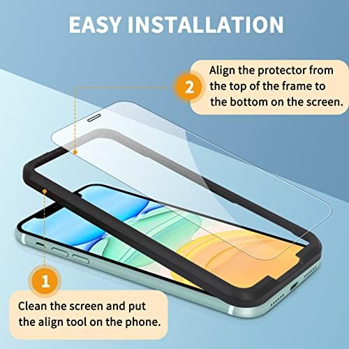 FYY (4 pacotes de protetor de tela compatível com Apple iPhone 11/xr [6,1 polegadas], protetor de tela do iPhone 11/XR com estojo de alinhamento de instalação, filme de vidro temperado por clareza HD, dureza 9H - Clear