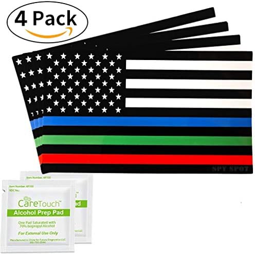 Conjunto de spy spot de 4 American Flag USA Blue Line Line Polícia de linha verde Support Militar Red Line Support
