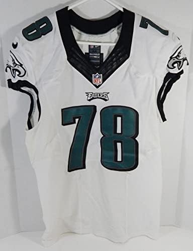 2014 Philadelphia Eagles 78 Jogo emitiu White Jersey Name Plate Removed 44+4 86 - Jerseys de jogo NFL não assinado usada