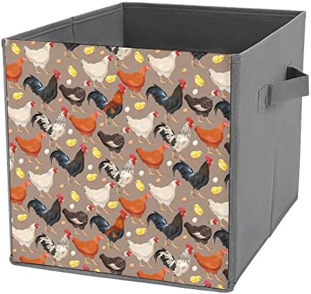 Nudquio Hens colorido dobrando caixas de armazenamento Caixas colapsíveis Cubo de tecido Organizador simples com alças para casas