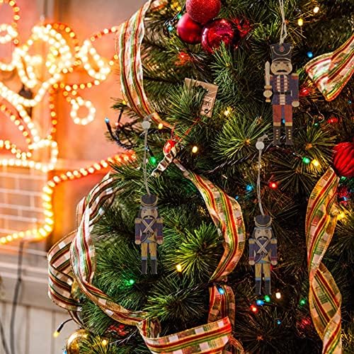 Besportble 9pcs Decorações de Natal de quebra -nozes Soldados de nozes de madeira estatuetas Decoração pendurada para