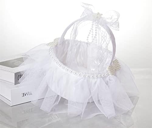 Lifep Flower Girl Basket para casamento, cesta de flores de cetim Bowknot para comemorações, Petals Basket Champagne 6 6.3x6.3x7,1 polegadas