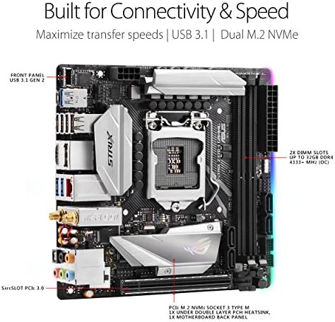 ASUS ROG STRIX Z370-I GAMING LGA1151 DDR4 DP HDMI M.2 Z370 MINI ITX MOTERBOOL COM LIMPO ATRAVADO 802.11AC WIFI, GIGABIT LAN e USB