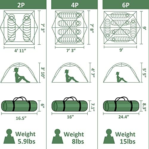 Tenda de acampamento para 2 pessoas, 4 pessoas, 6 pessoas - impermeabilizadas em duas tendas para acampar, barraca pequena e fácil para a família, ao ar livre, crianças, escoteiros em todo o tempo e durante toda a temporada por clostnature