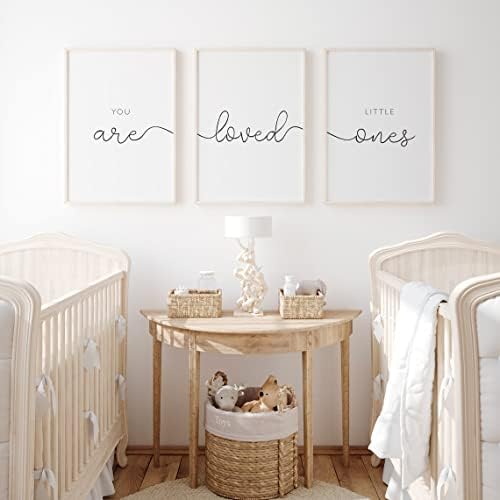 Jesc Você é amado Little One Bursery Decor Art para Baby Room Conjunto de 3 citação de berçário Arte da parede acima