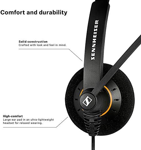 Sennheiser SC 30 USB ML - fone de ouvido comercial de um lado | Para Skype for Business | com som HD, microfone com cancelamento