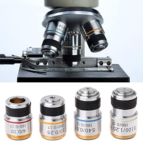 Acessórios para microscópio 4x 10x 40x 100x lente objetiva acromática para consumíveis de laboratório de microscópio biológico