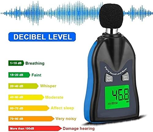 SDFGH Digital Sound Nível de ruído Medidor de ruído 30-130dB Detector de áudio Decibel Tester LCD Smart Sensor
