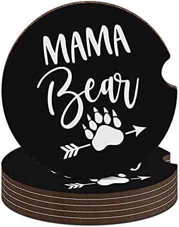 Mama Bear Coasters anti -Slip Caras Removíveis Tits de copo Mats 4pcs