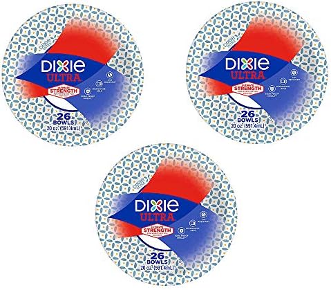 Dixie Ultra Heavy Duty Paper Bowls, 26 contagem, 20 onças de estilos podem variar