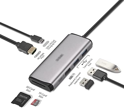 Lhllhl 7 em 1 hub USB, adaptador USB C dongle com 4K para e PD Fast Charging Port for Pro/Pro