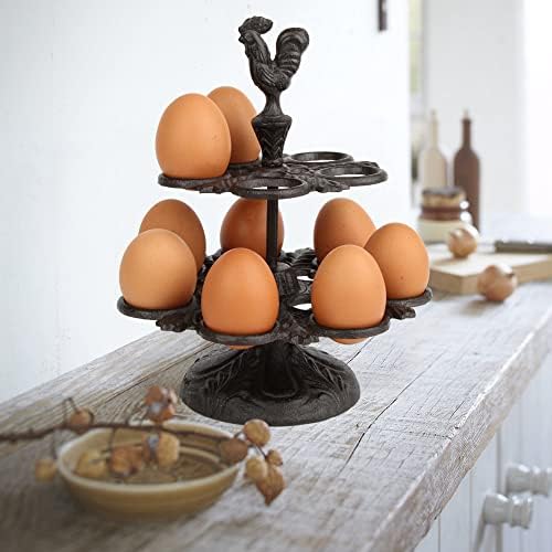Vixdonos Rustic Egg Selder Iron Egg Rack Bandeja de ovos para 12 ovos frescos