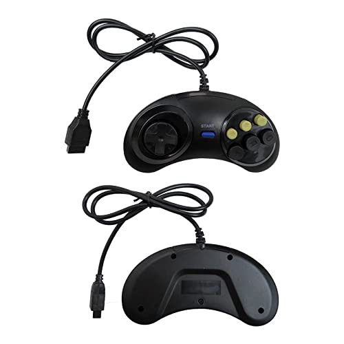 Xiami 2pcs 6 Button Game Controller para Sega Genesis Black Confortable Grip