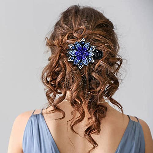 IsOOwni 4 Pacote de luxo GLITTER GLITTER CRISTAIS SPELLEY SHINESTONS Big Flower Cabines Clips Barrettes Hairpins Glamps Acessórios