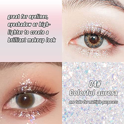 Jutqut Liquid Glitter Eyeliner, Uso longo, opaco, maquiagem de glitter ocular multidimensional, cor intensa com cobertura