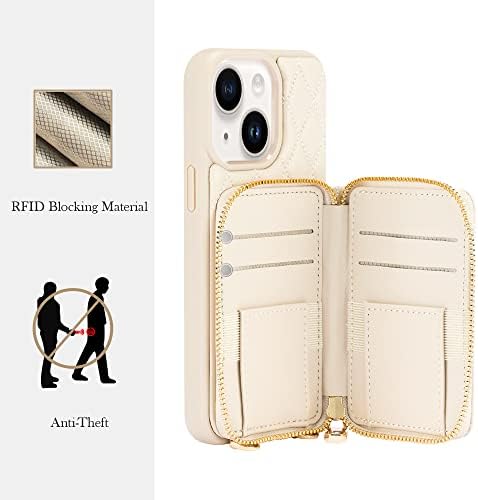 Lameeku projetado para iPhone 14 Plus Wallet Case, carteira de caixa com estojo de couro acolchoado com suporte para mulheres para mulheres RFID à prova de choque compatível com iPhone 14 Plus, 6,7 polegadas