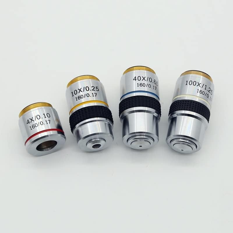 Kit de acessórios para microscópio para adultos 4x 10x 40x 100x Microscópio Lente Objetiva Microscópio Achromático Consumíveis