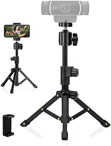 JCTRIWAY WEBCAM Tripod Stand, Tripé de desktops extensíveis para webcam/telefone/câmera, suporte para tripé de mesa compatível com Logitech Webcam C920 C922 C925E C930E C615 C960 e outros dispositivos com 1/4 Thread