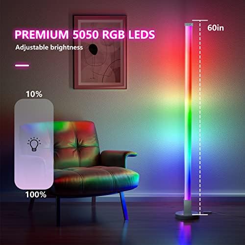 Lâmpada de piso CDKMAX RGB, lâmpada de canto LED que compatível com Alexa, 360 ° RGB Smart Modern Floor Lvic com sincronização musical