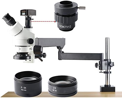 Koppace 5MP USB 2.0, câmera industrial, microscópio de zoom estéreo trinocular, ampliação de 3,5x-90x, microscópio de reparo