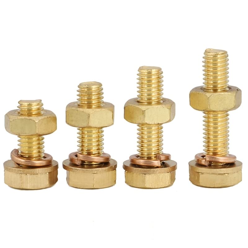 1-10pcs m4 m5 m6 m8 m10 m12 parafuso de cobre parafuso de cobre conjunto de porca de bronze externo parafuso hexagono