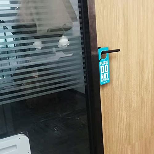 Não perturbe a porta do punhal da maçaneta, sinal de porta azul 3,35 x 8,86-pacote de 2 do lado para casa para casa no escritório