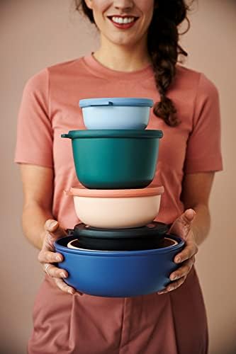 MEPAL, Cirquula Multi Food Storage and Serving Bowl com tampa, recipiente de preparação para alimentos, verde nórdico, 2,1 litros,