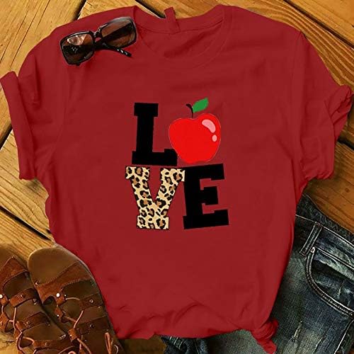 Camiseta do Dia dos Namorados da Mulher Letra de Amor Letra de Blusa Redonda de Blusa Roul