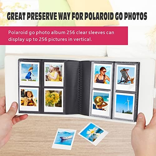 256 Bolsões Álbum de fotos para Mini Câmera Polaroid Go Instant, álbuns de fotos de capa de couro vegano premium para Polaroid