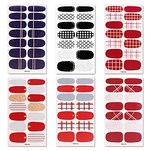 Silpecwee 6 lençóis geometria de geometria adesivos de esmalte adesivo tiras de esmalte adesivo embrulhas de unhas para mulheres