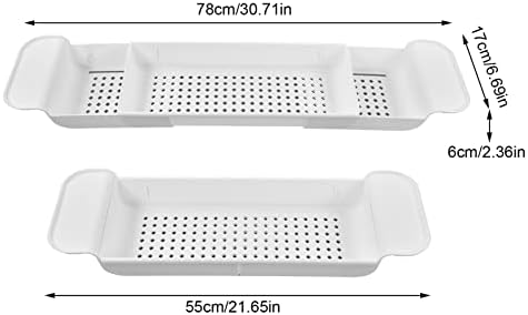 Bandeja de banheira caddie, rack de armazenamento de plástico prateleira organizadora de banho expansível para banheiro de