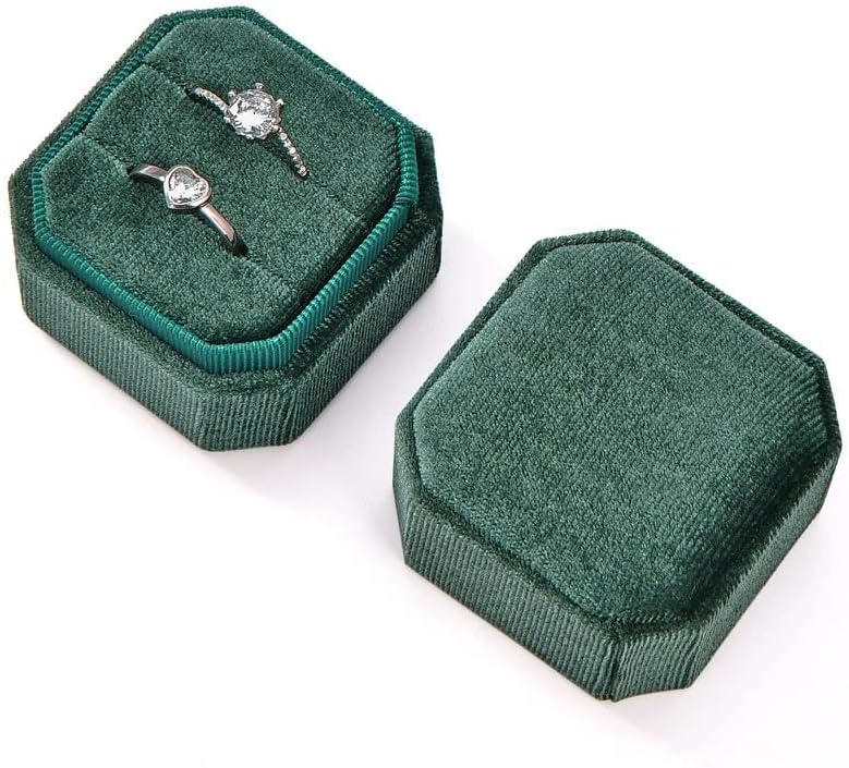 Nicgor Velvet Ring Box slots, presentes para propostas de engajamento e fotografias da aliança de casamento - Caixas de anel de jóias de octógono