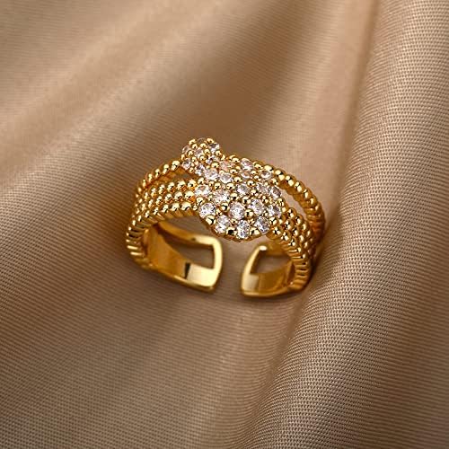 Oyalma Zircon Circle Open Anings for Women Crystal Gold Finger Charme Anel ajustável Casamento Valentine Jóias-89932